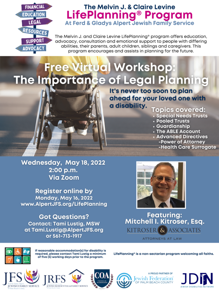 Free Legal Planning Workshop Alpert Jewish Family Service